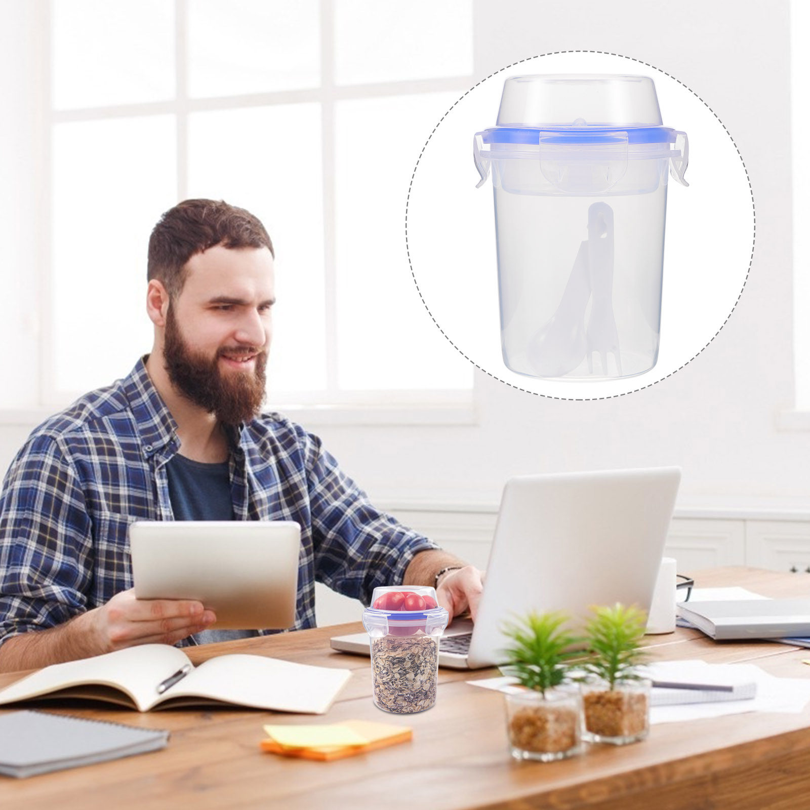 Meal Prep Gym - 2Pcs Overnight Oats Containers with Lid