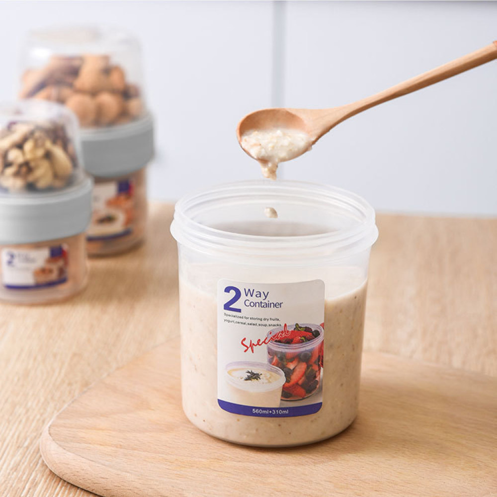 Meal Prep Yogurt Bowl - Portable Dual Layer Food Storage Box