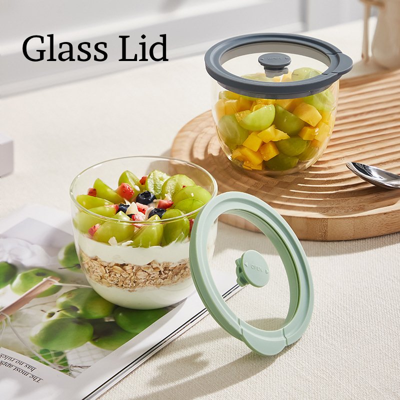 Meal Prep Yogurt Cups - Glass Overnight Oats Container with Airtight