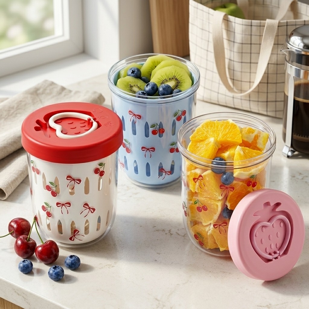 Meal Prep Yogurt Cups - Plastic Salad Container with Lid Strainer