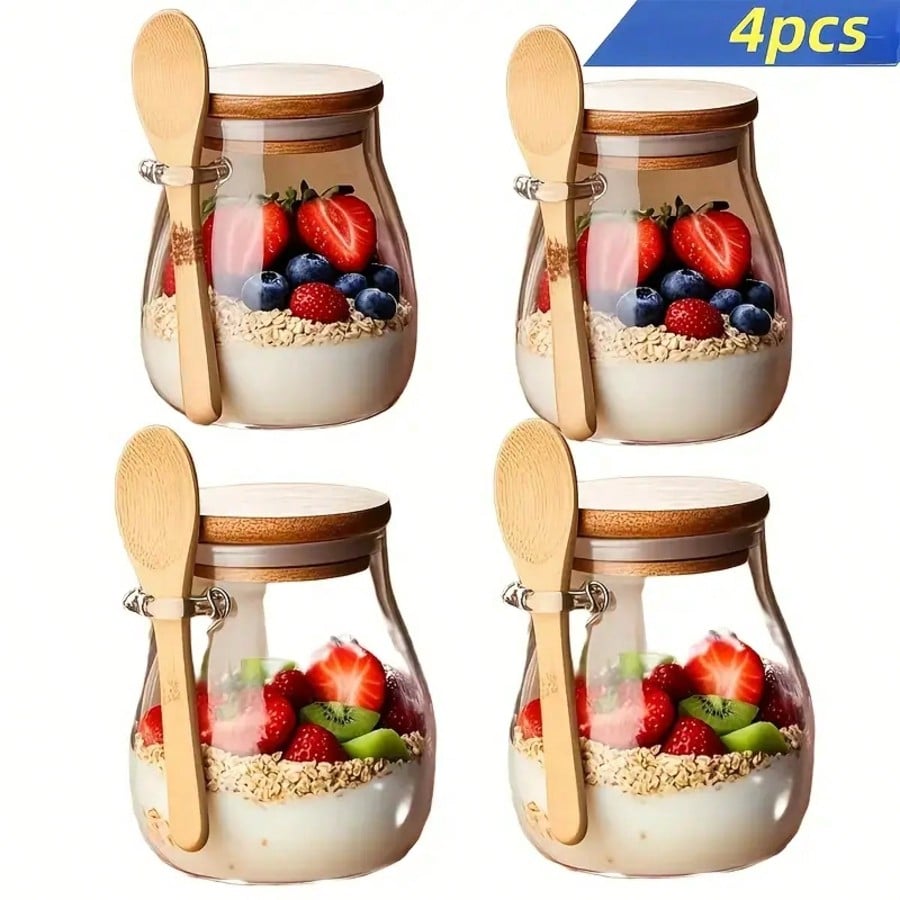 4 Pack Overnight Oats Containe - Meal Prep Yogurt Cups ulasan dan harga