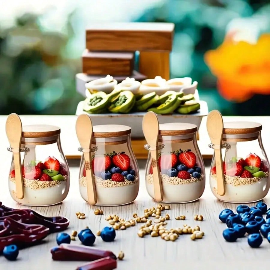 4 Pack Overnight Oats Containe - Meal Prep Yogurt Cups ulasan dan harga