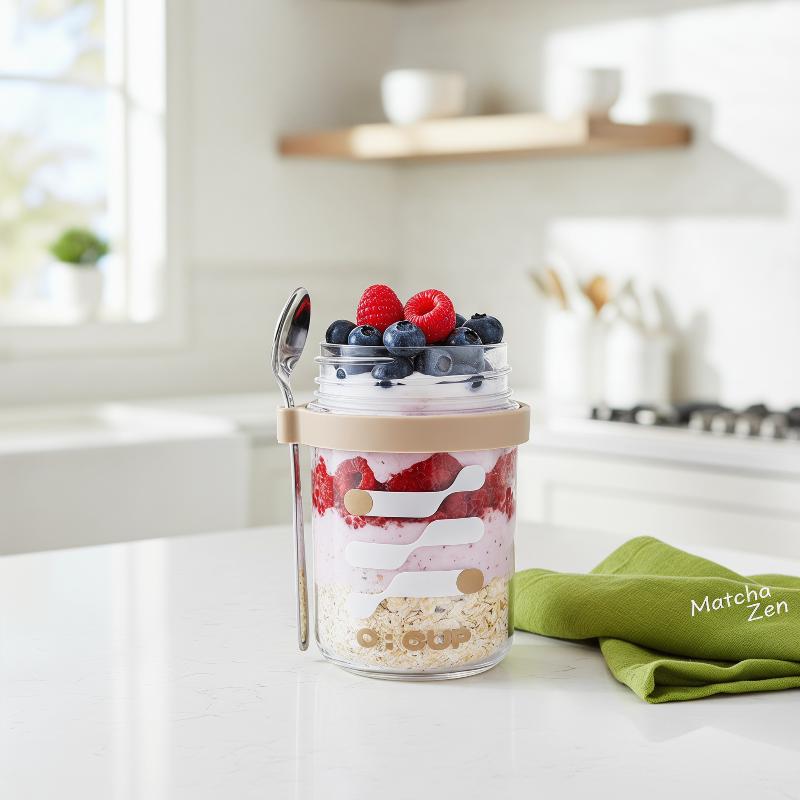 400ML Overnight Oats Glass Cup - Meal Prep Yogurt Cups ulasan dan harga