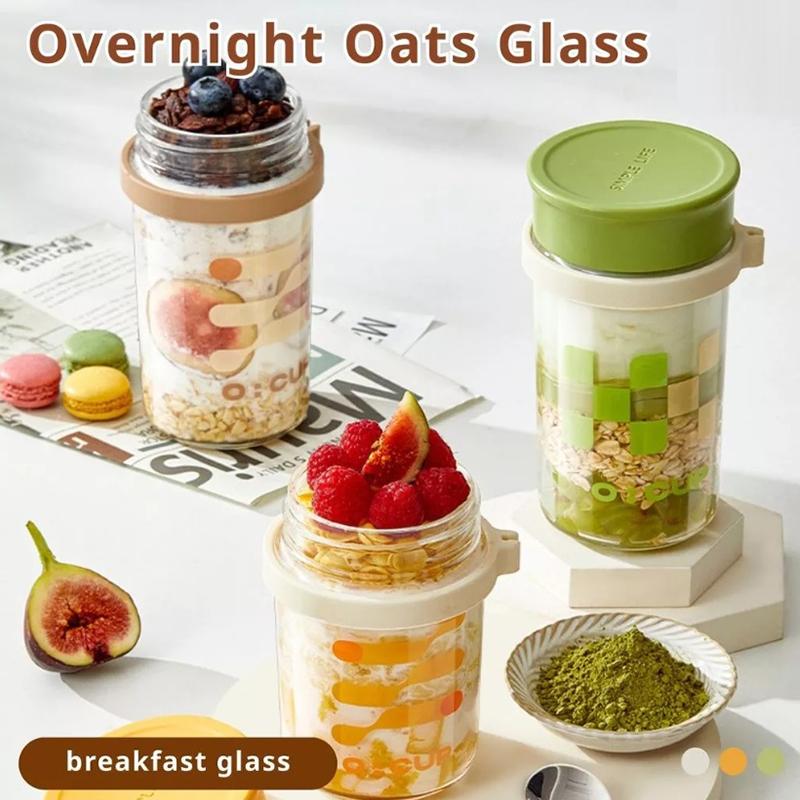 400ML Overnight Oats Glass Cup - Meal Prep Yogurt Cups ulasan dan harga