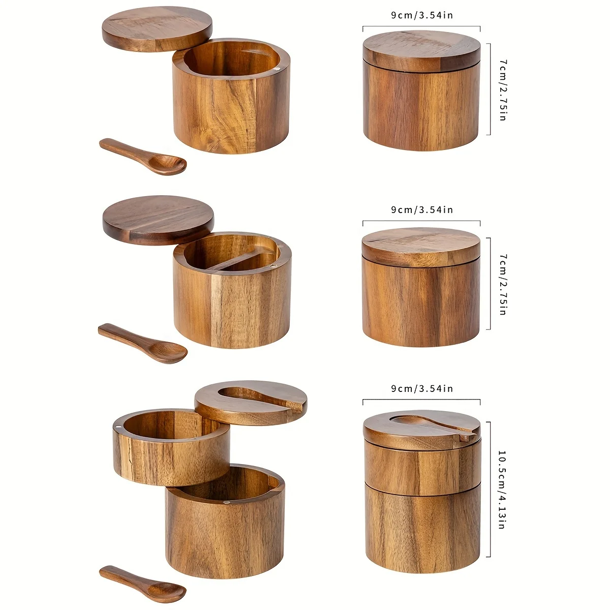 Acacia Wood Salt Jar with Spoo - Herb Keeper Bottle ulasan dan harga