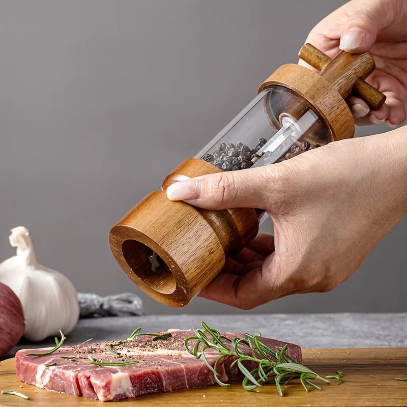 Acacia Wood Manual Black Peppe - Herb Keeper Bottle ulasan dan harga