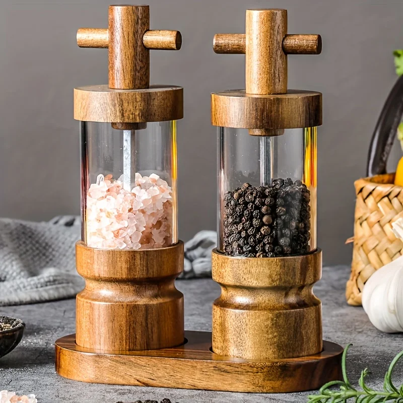 Acacia Wood Manual Black Peppe - Herb Keeper Bottle ulasan dan harga