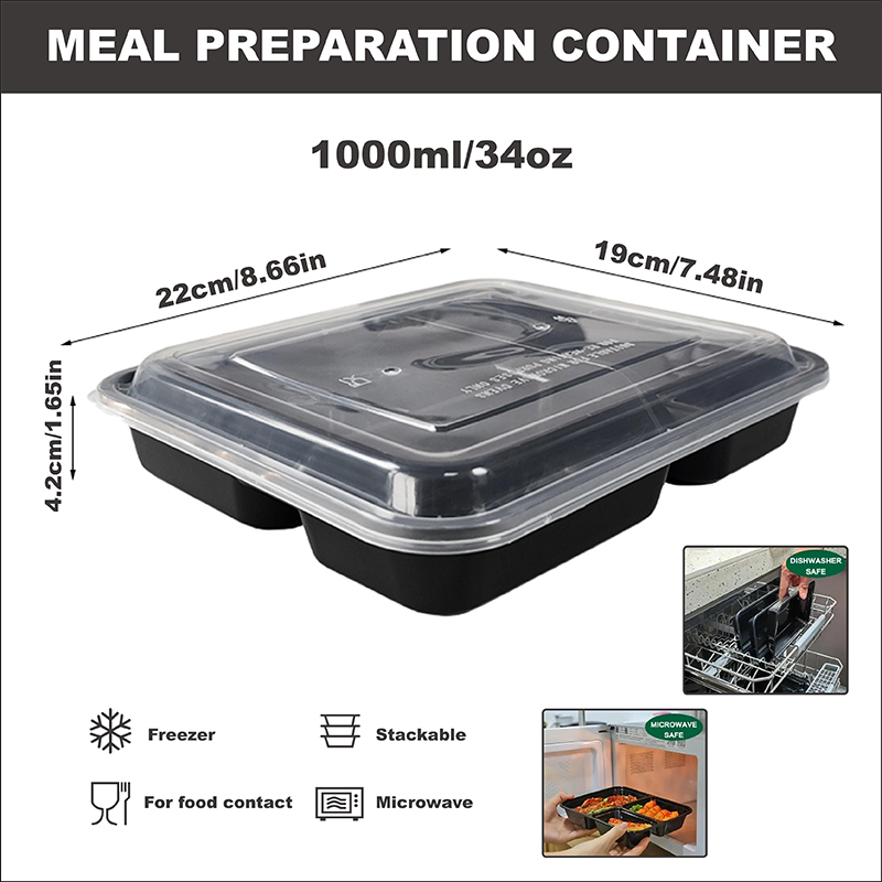 3-Compartment 34 Oz/1000 Ml, 1 - Meal Prep Gym ulasan dan harga